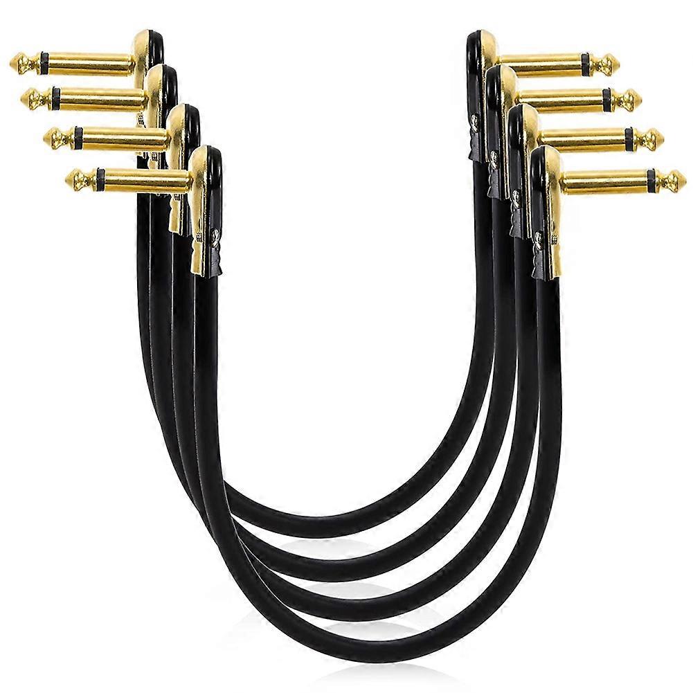 Set Mit 4 30 Cm (12 Zoll) Langen Gitarren-patchkabeln, Abgewinkelten, Vergoldeten Flachsteckern Für Effektpedale