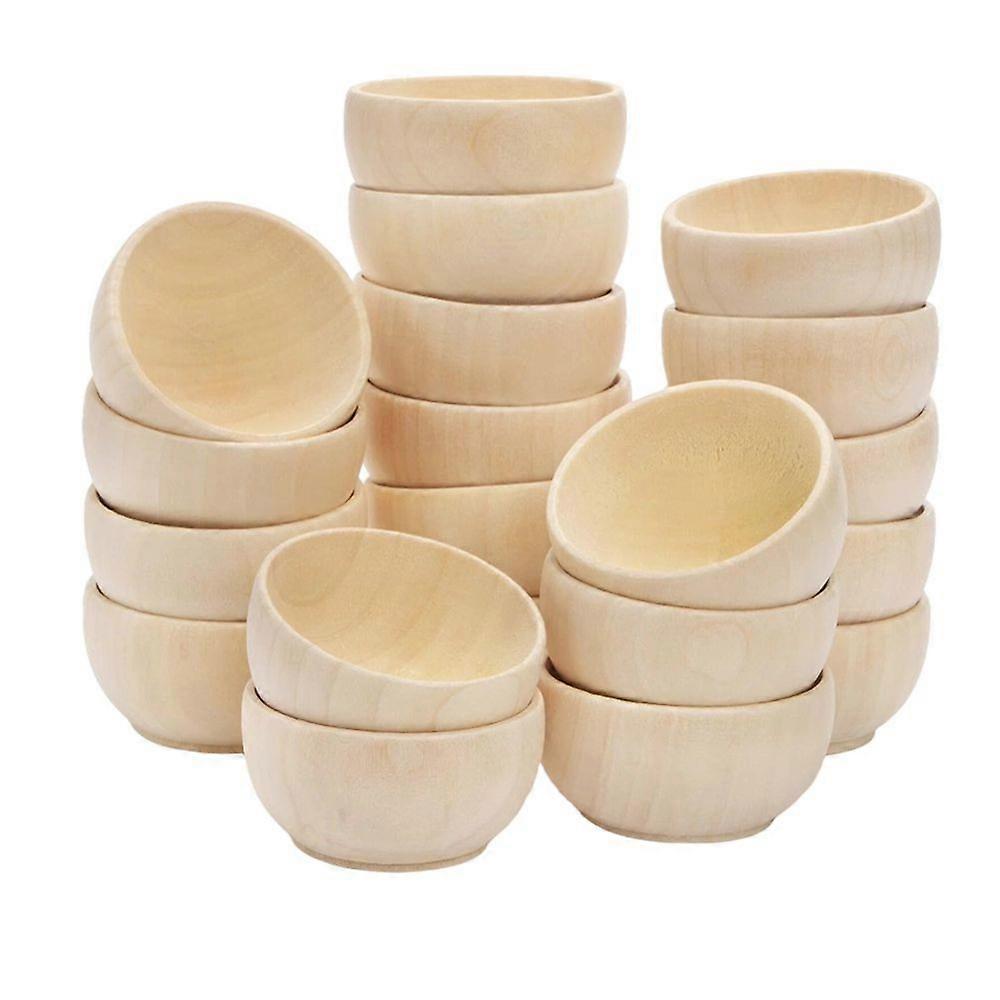 Set Mit 24 Unbehandelten, 45 Ml (1,5 Oz) Großen Mini-schälchen Aus Holz Mit Clipverschluss Für Bastelarbeiten, Kleine Runde Schalen