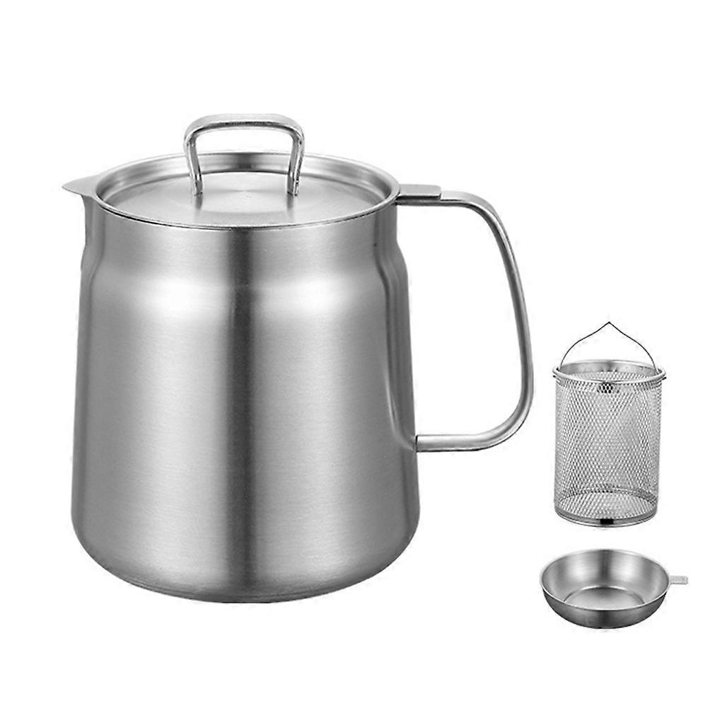 Öltopf Aus Edelstahl (2 Liter Fassungsvermögen), Mit Integriertem Ölfilter Und Messbecher. Vielseitiger Ölfilter Zum Kochen.