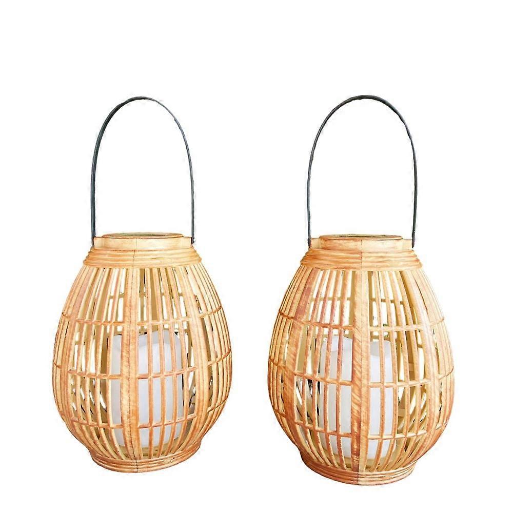 Set Mit 2 Wasserdichten Solarlaternen Aus Rattan Für Den Außenbereich, Zum Aufhängen, Für Terrasse, Einfahrt, Veranda Und Garten.