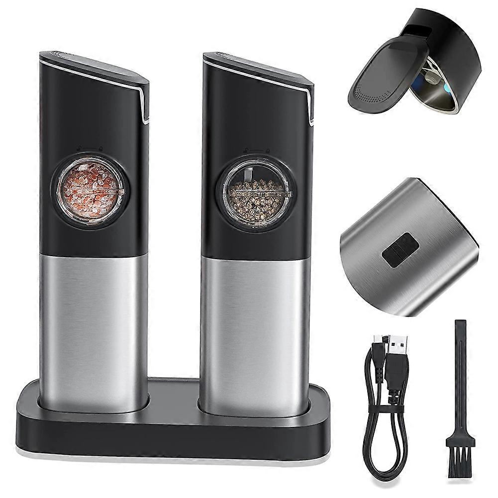 Salz- Und Pfeffermühlen-set, Usb-wiederaufladbare Elektrische Pfeffermühle, Automatische Schwerkraftmühle Mit Schalter