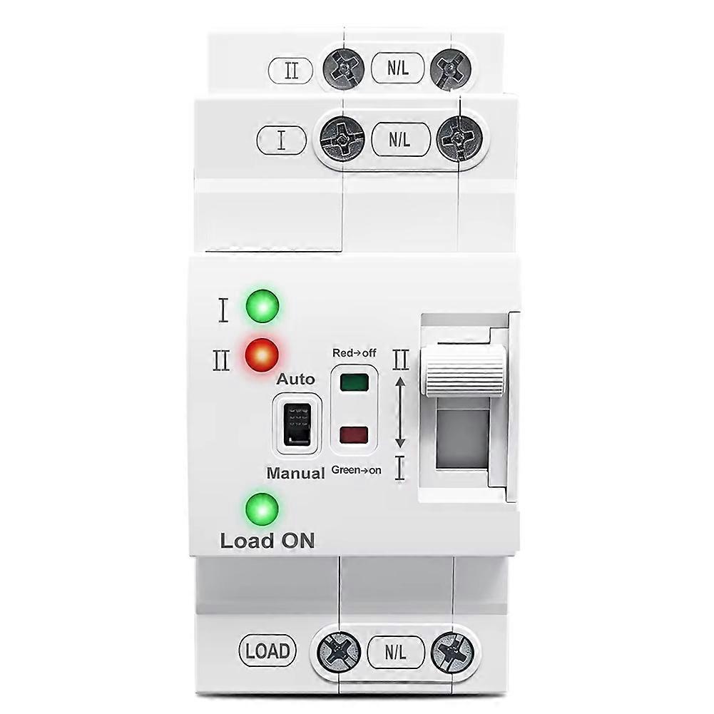 2-poliger Ac230v 63a-automatik-/manuellschalter Für Kleine Din-schienen, Automatische Und Manuelle Montage, Duale Stromversorgung