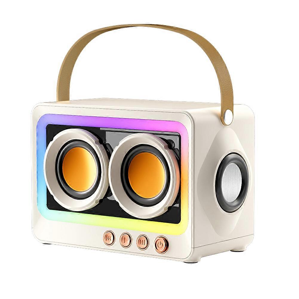 Tragbarer Bluetooth-lautsprecher Mit Subwoofer, Kabelloser Hi-fi-klang, Mini-bluetooth-mp3-lautsprecher, Cremeweiß