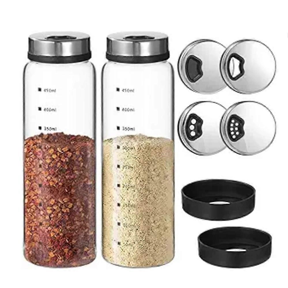 Set Aus 2 Großen 425g (15oz) Salz- Und Pfefferstreuern Mit Verstellbaren Auslässen, Aus Klarglas, Für Gewürze Und Würzmittel.