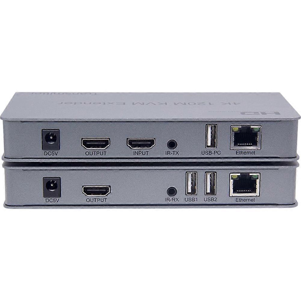Hdmi-kompatibler Kvm-extender 120 M, Rj45 4k Mit Usb, Hd-audio Über Cat6 Und Infrarotausgang Für Maus Und Tastatur.