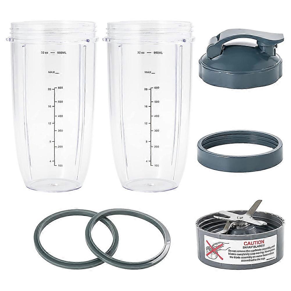 7-teiliges Set Inklusive Einer Großen 946 Ml (32 Oz) Schüssel Und Einer Ersatzklinge Für Den Nutribullet 600w/900w Mixer.