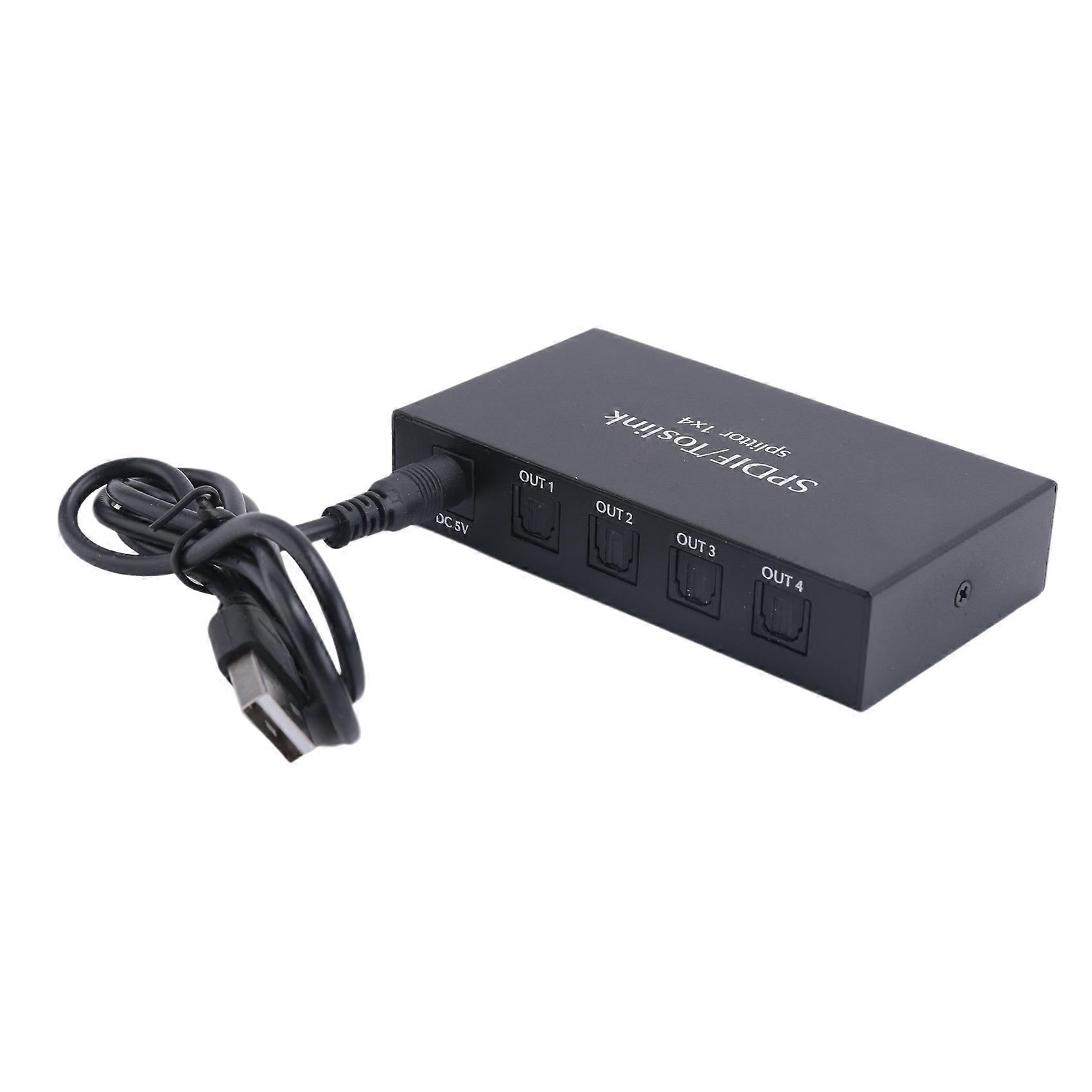 1x4 Spdif Toslink Digitaler Optischer Audio-splitter, 1 Eingang 4 Ausgänge Glasfaser-audio-splitter, Aluminiumlegierung (us-stecker)
