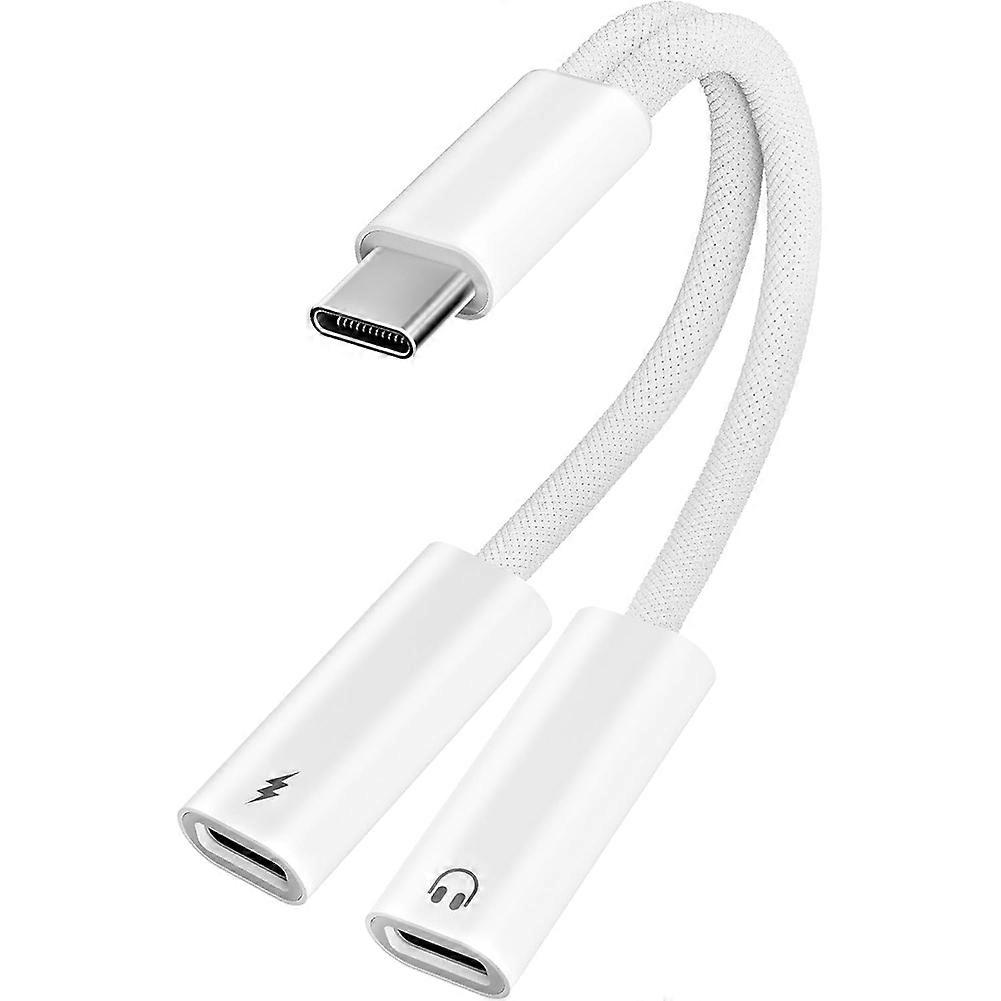 Usb-c-splitter Mit 1 Eingang Und 2 Ausgängen, Dual-usb-c-ladegerät Und Kopfhöreradapter Für Apple Iphone 15, 16 Und 17 / Ipad Pro / Galaxy / Pixel