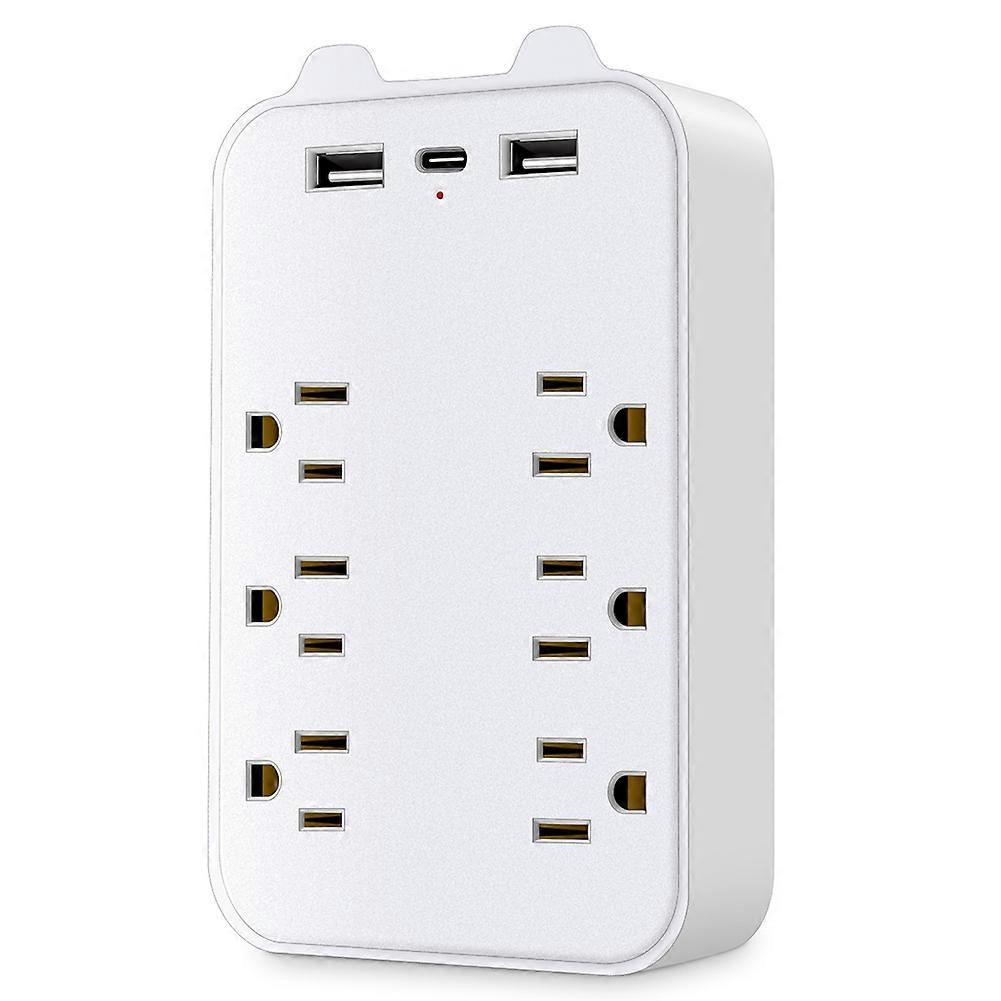 9-in-1-steckdosenleiste Mit Überspannungsschutz, 6 Steckdosen Und 3 Usb-anschlüssen, Netzteil Und Us-stecker Mit Abstand.