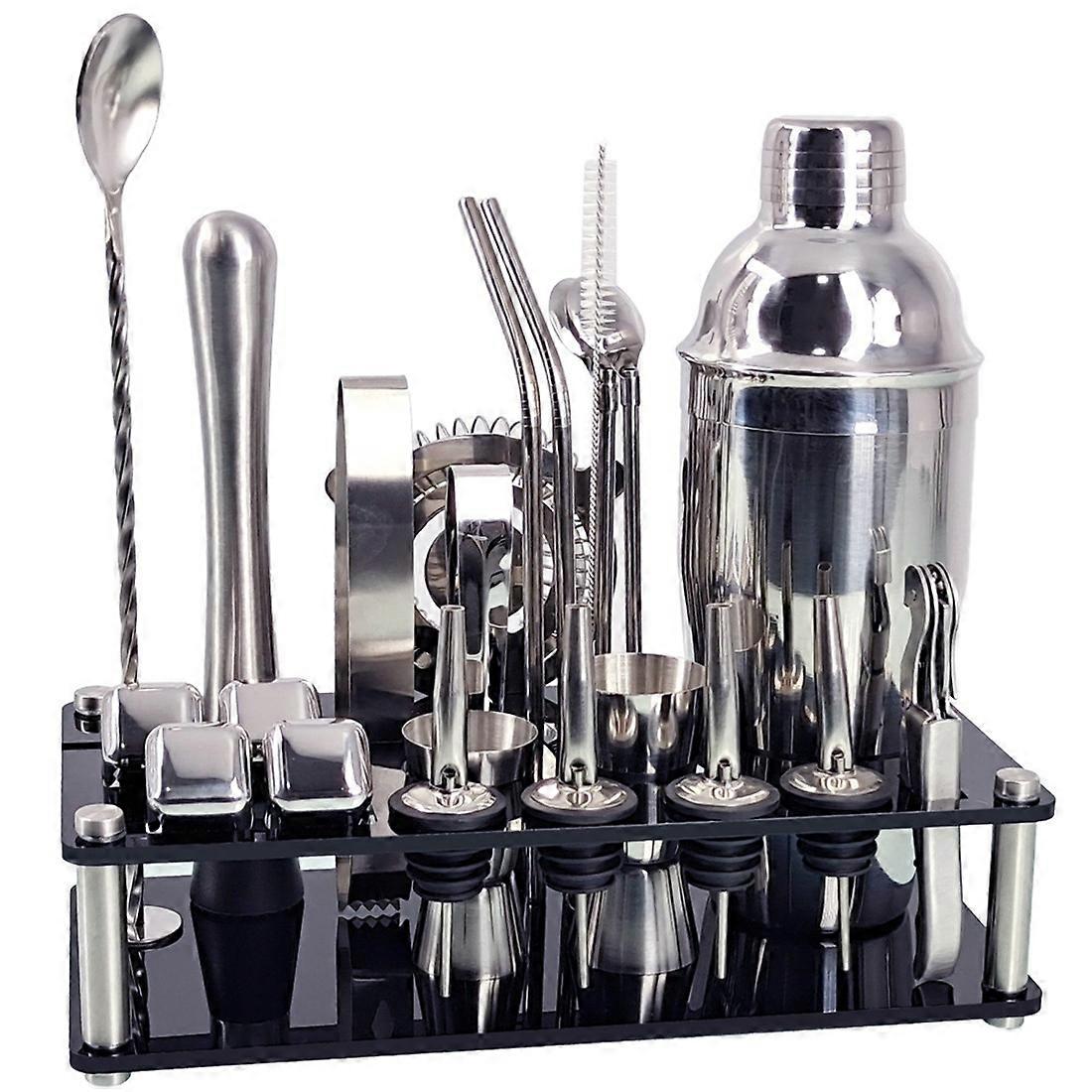 23-teiliges Barkeeper-set: Cocktailshaker Aus Edelstahl, Eis- Und Martinihalter Aus Acryl, Cocktail- Und Getränkezubehör.