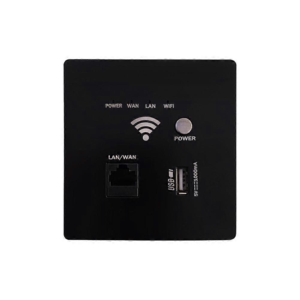 Ap300mbps Wandmontierte Usb-steckdose, Integrierter Wlan-router, Wandladegerät, Usb-wlan-ladepanel, Schwarz