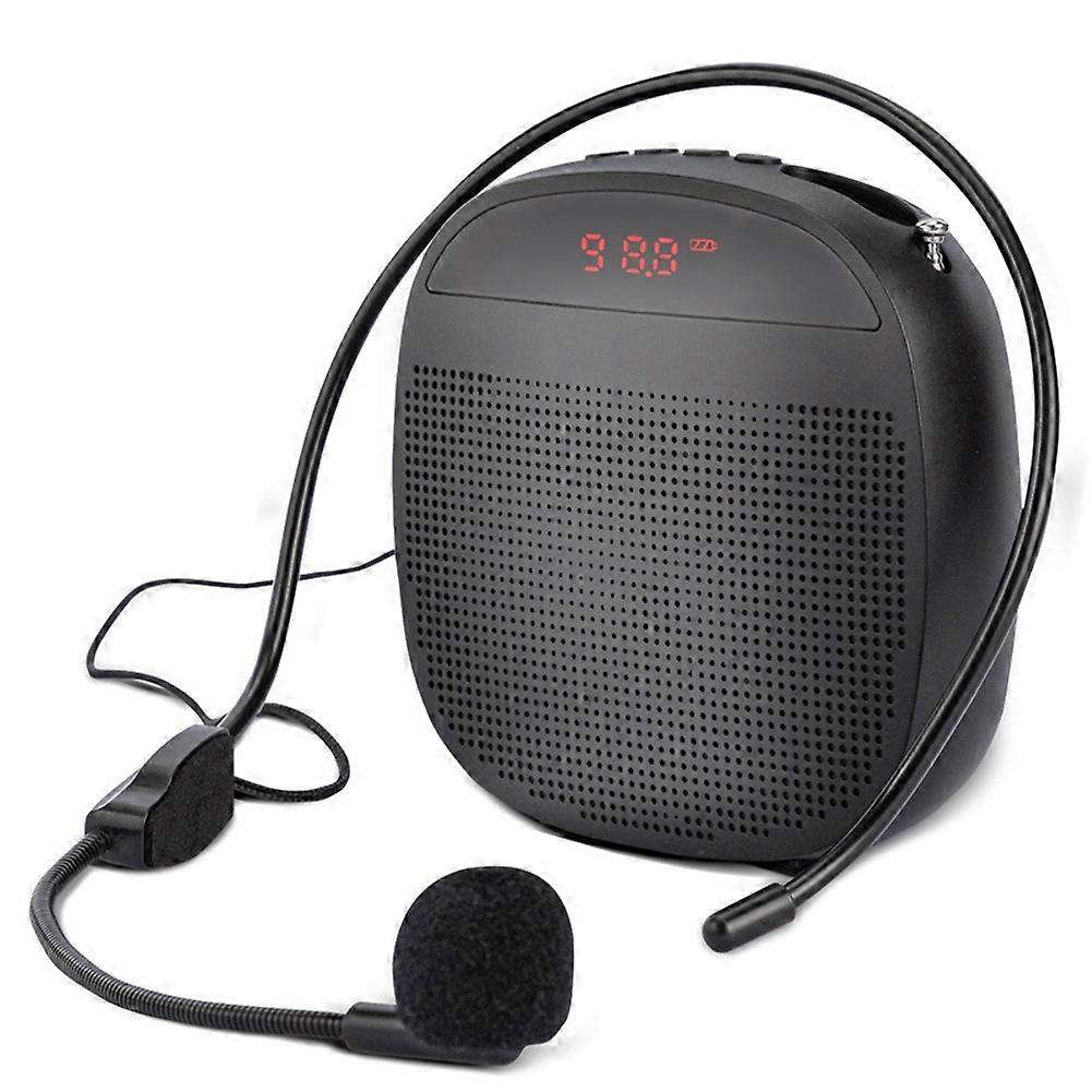 Kabelgebundener Tragbarer Sprachverstärker Mit Lautsprecher, Fm-radio Und Headset-mikrofon Für Lehrer (schwarz)