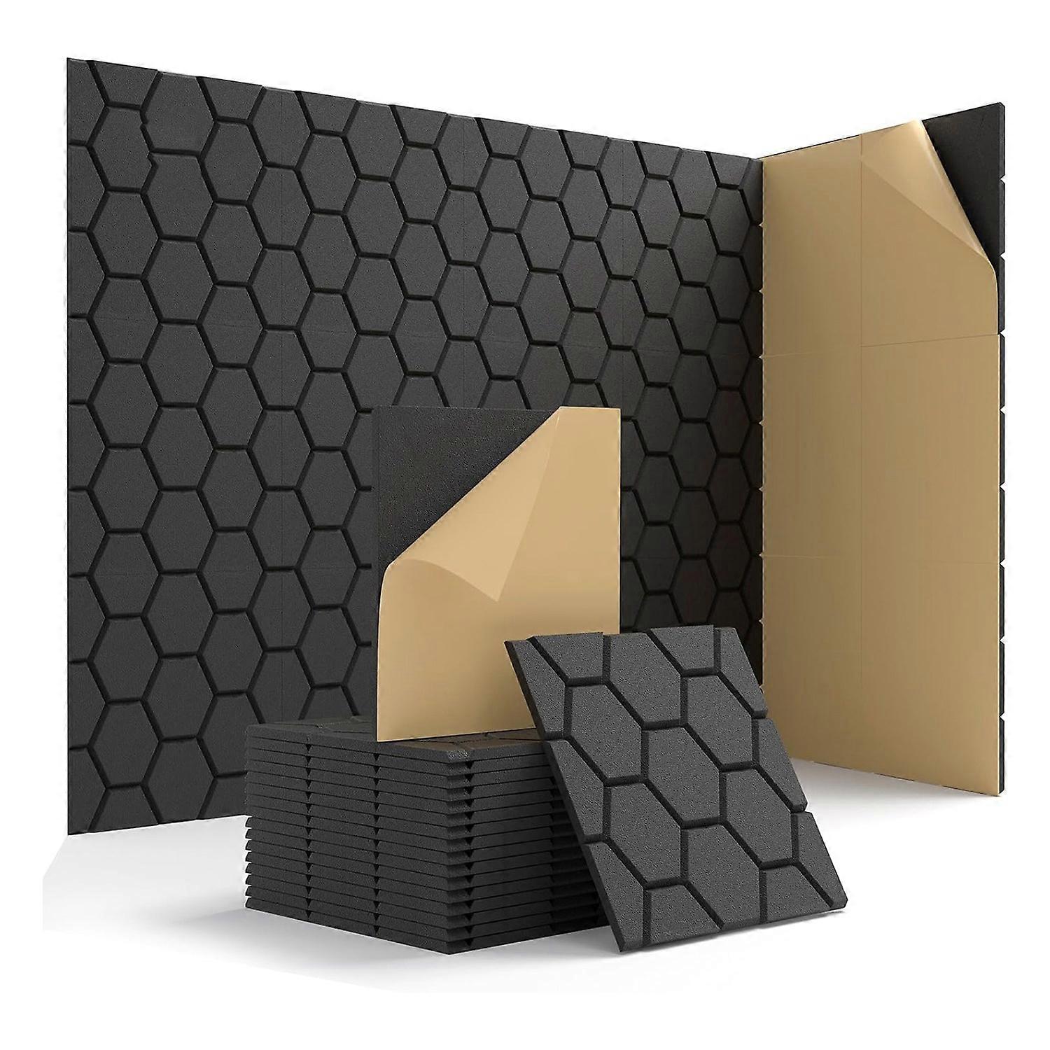 Packung Mit 15 Schalldichten Wandpaneelen 30,5 X 30,5 X 1 Cm, Selbstklebend, Schwarz.