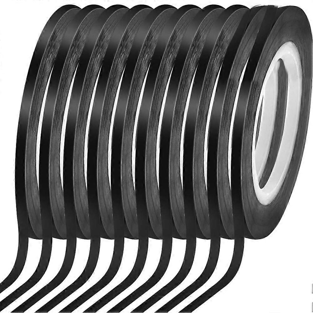 10 Rollen 1/8" Whiteboard-klebeband, Dünnes Gestreiftes Klebeband, Trocken Abwischbares Whiteboard-klebeband, Schwarzes Isolierband
