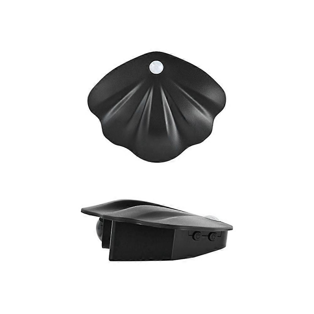 Muschelförmiges Nachtlicht Mit Bewegungsmelder, Wiederaufladbarer Strahler Für Schlafzimmer, Flur, Treppenhaus, Wanddekoration, Schwarz