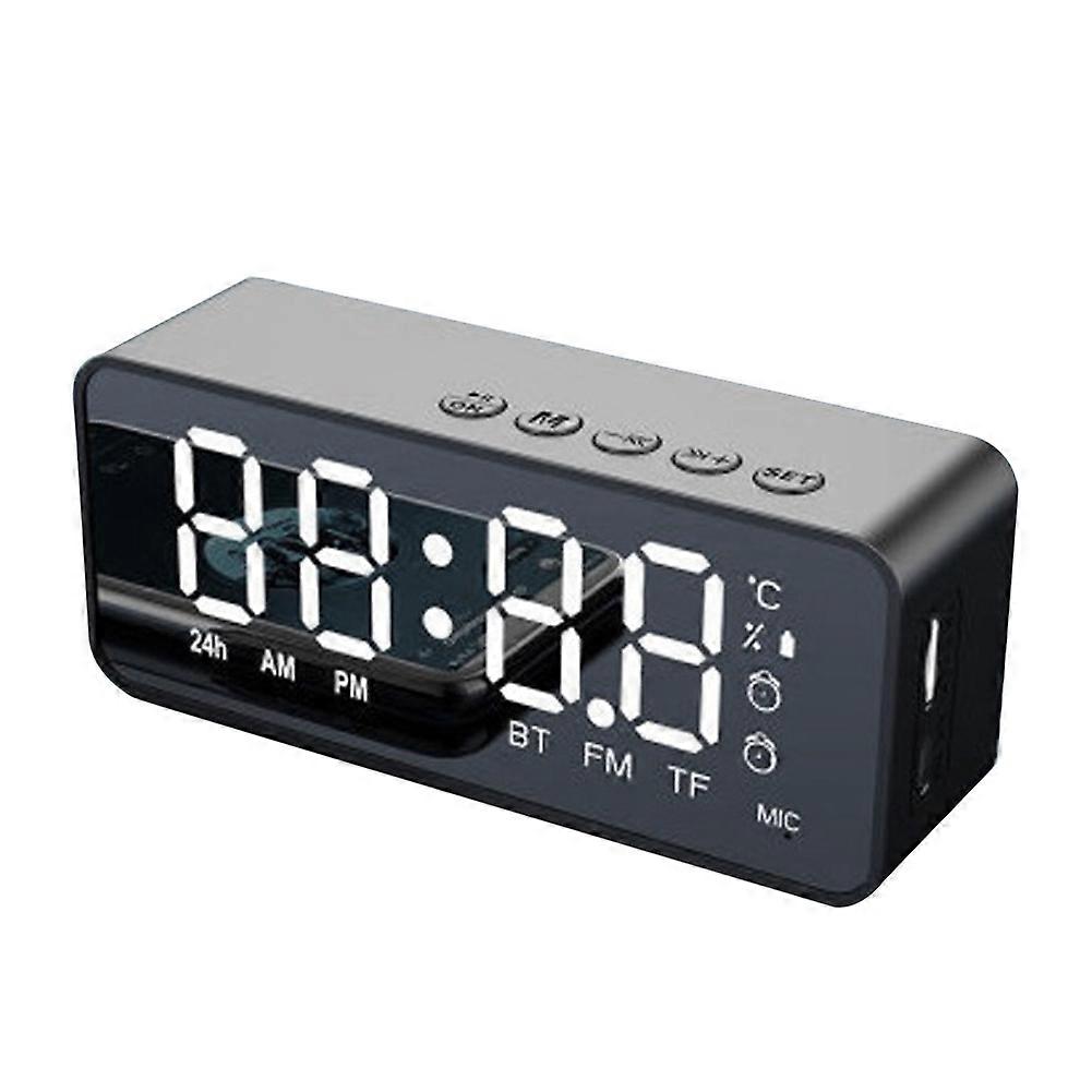 G50 Kabelloser Bluetooth-lautsprecher Mit Wecker, Ukw-radio, Mini-kartenleser, Temperaturanzeige Und Audio-mirroring – Schwarz
