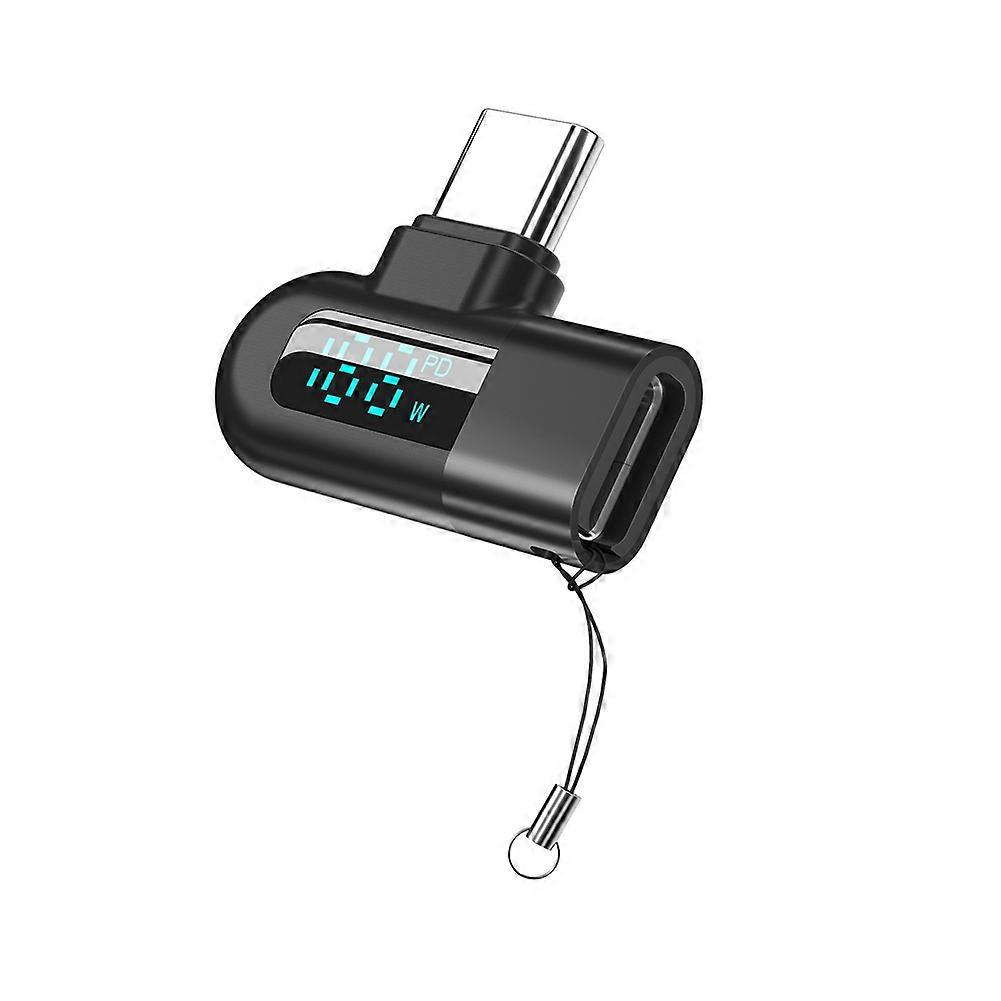 Elough 6a Otg-adapter Mit Digitalanzeige, Usb-c Auf Usb-c Für 120-w-schnellladung, Usb-c-kabel, Usb-2.0-anschluss, Schwarz