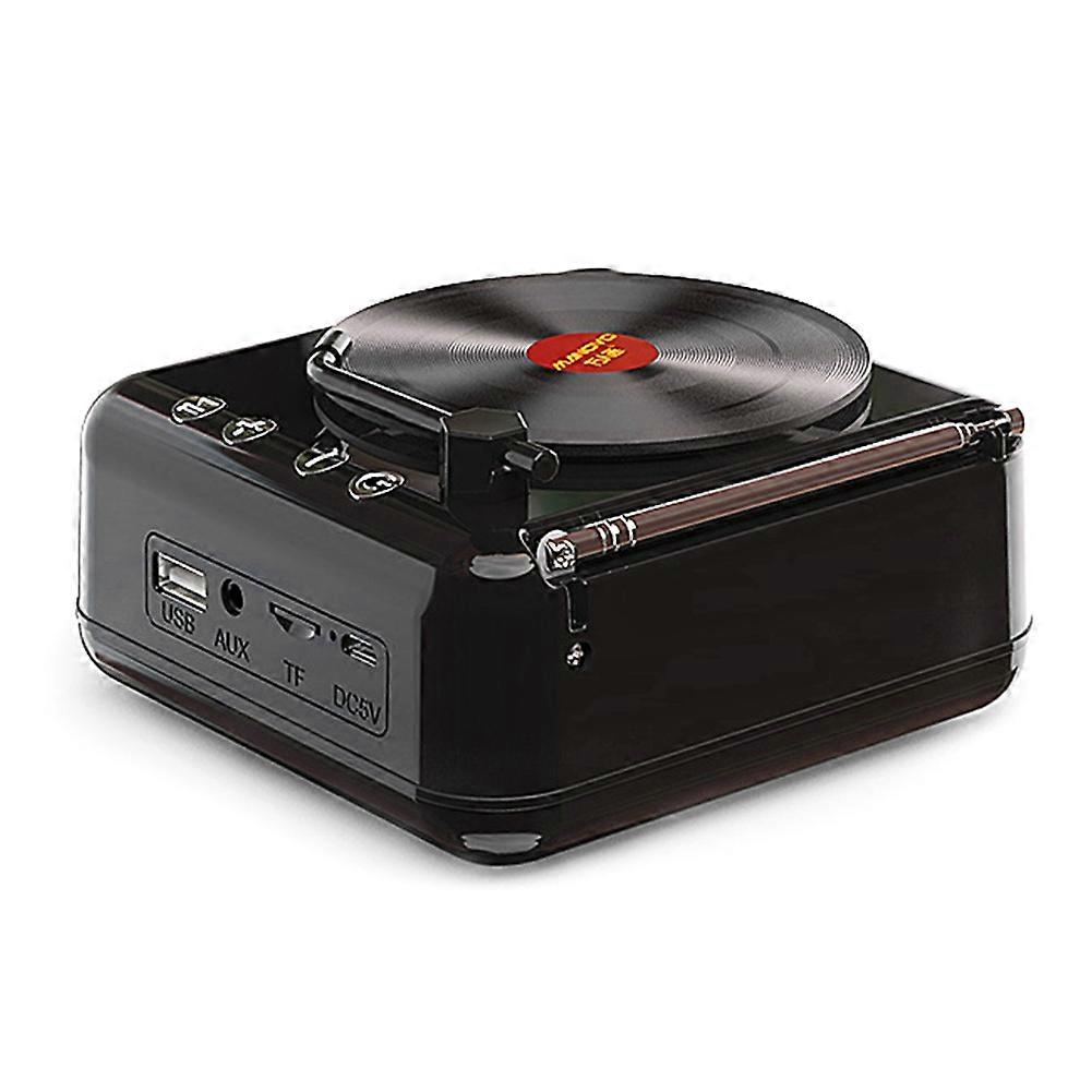 Manovo Retro Tragbarer Stereo-plattenspieler Mit Usb, Bluetooth V5.0, Lautsprecher, Tf-karten-/usb-stick-/aux-wiedergabe, Schwarz