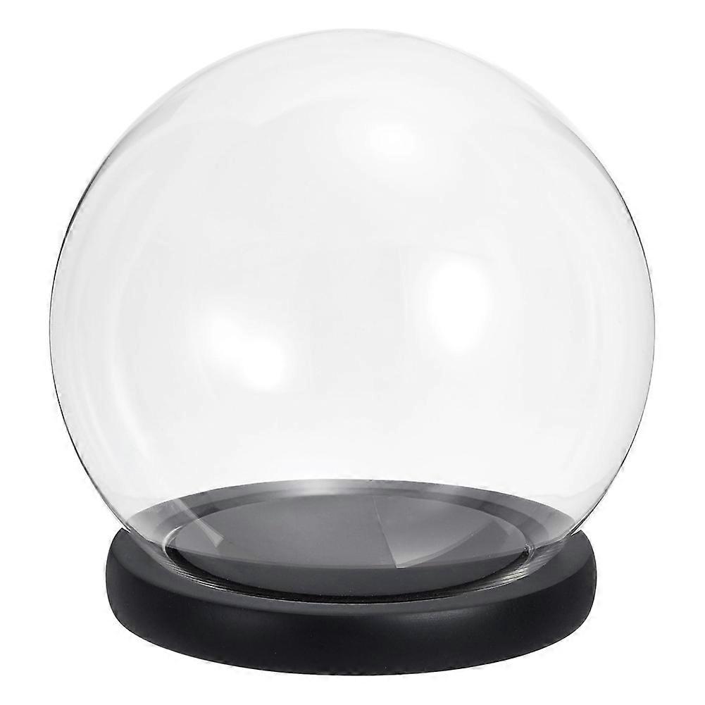 12,5 Cm (4,9 Zoll) Große, Durchsichtige Glasglocke, Glaskugel Mit Schwarzem Holzsockel, Tischdekoration.