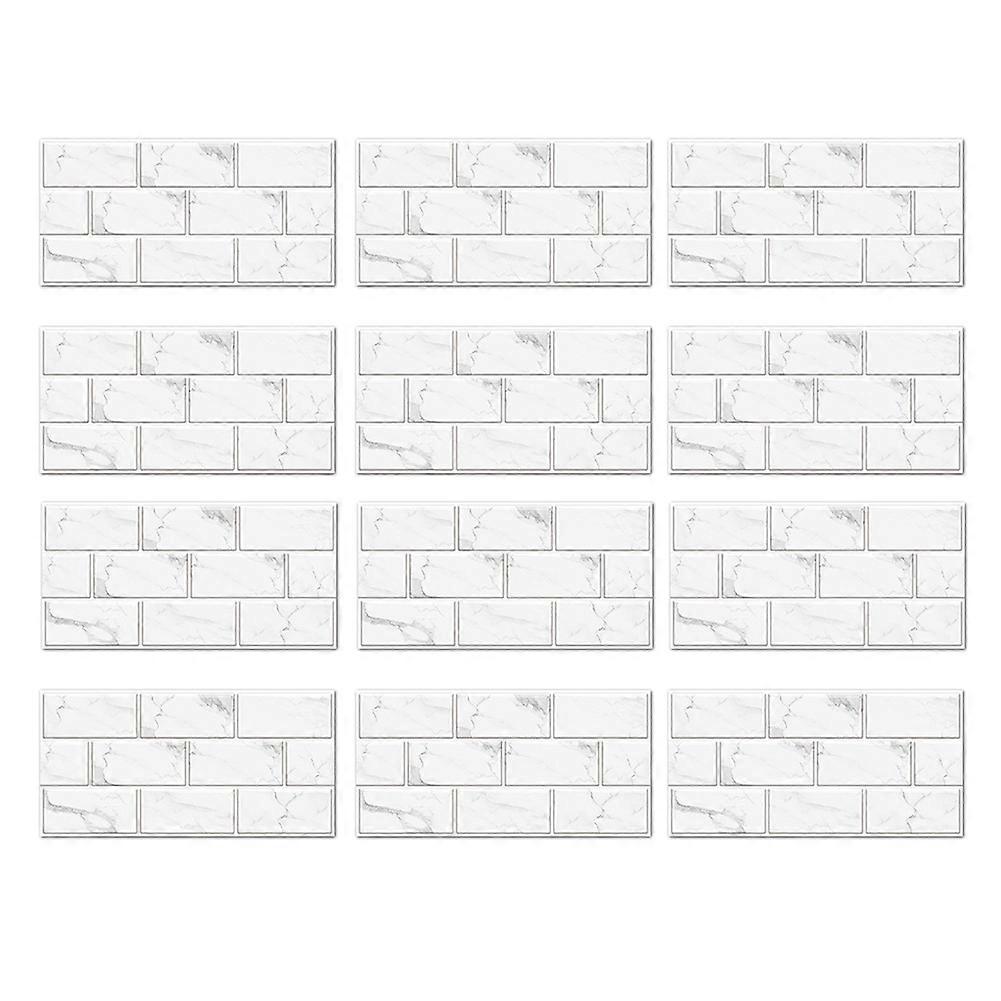 Selbstklebende Wandfliesen, 12 Stück, Weiße Marmoroptik, Pvc, Für Die Küche, 30 X 15 Cm (12 X 6 Zoll), Weiß