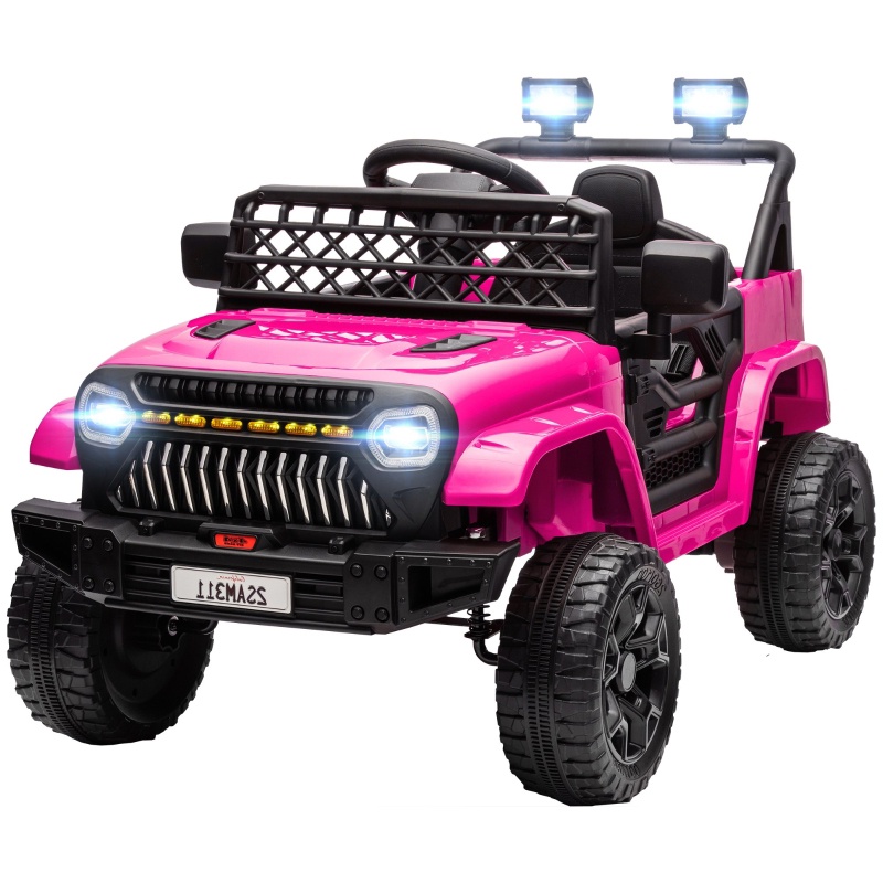 Kinder-elektroauto 12 V, Mit 2,4-ghz-eltern-fernbedienung, Musik Und Led-scheinwerfern Für 3–8 Jahre, Doppelmotor, 95 X 62,5 X 65 Cm, Rosa