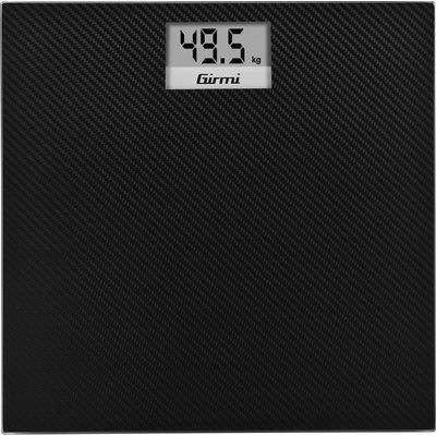Girmi - Bp27 Badezimmerwaage Aus Glas Mit 150 Kg Tragkraft Und 100 G Genauigkeit, Carbon-effekt.
