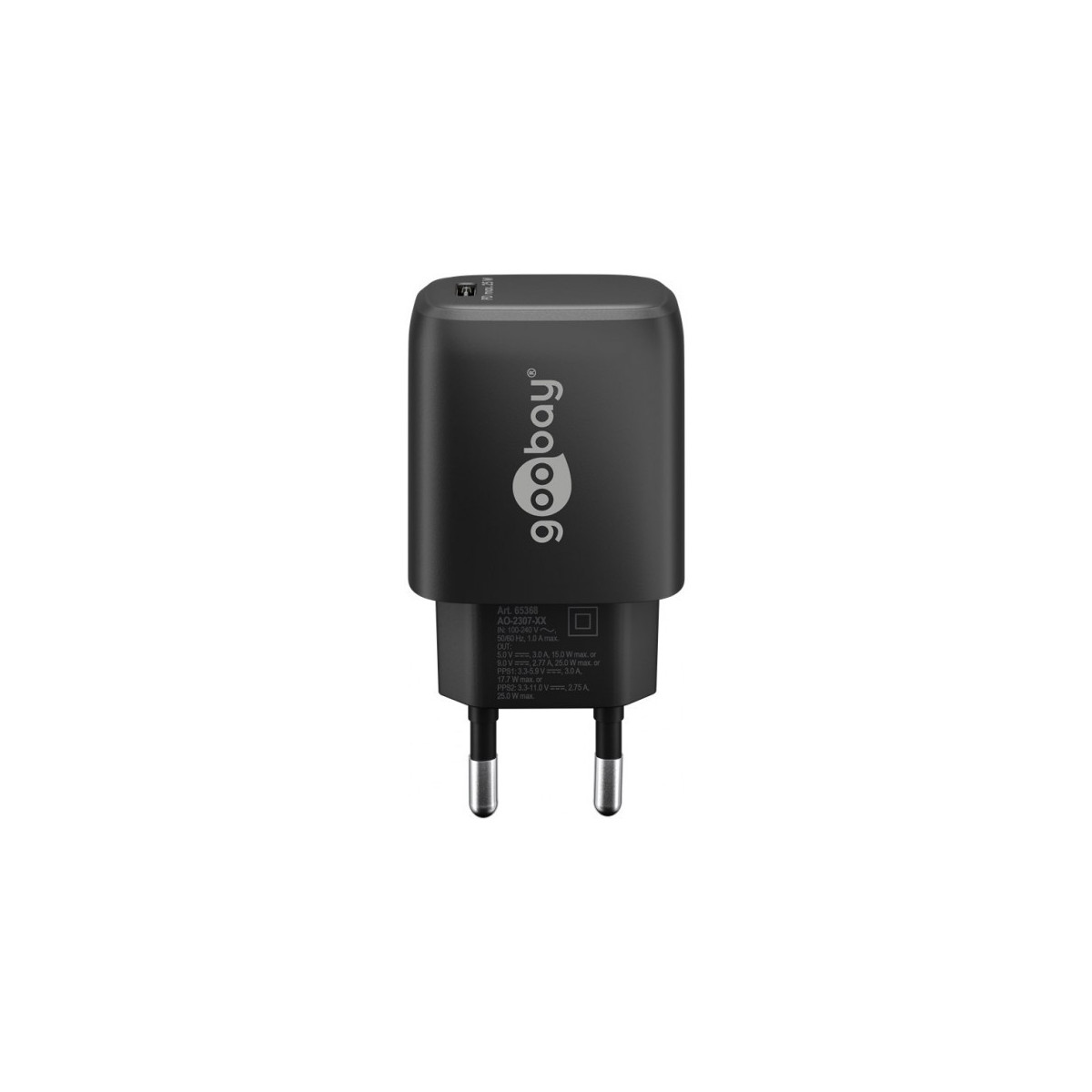 Sgs Usb-c Pd Gan 25w Wandladegerät Schwarz Stcpdgan25w-bk