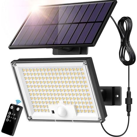 172 Leds Solar-außenleuchte Mit 3 Modi, Bewegungsmelder, Schutzart Ip65, Solarbetriebene Außenbeleuchtung, Led-solarstrahler Mit 5 M Kabel Für Garten Und Garage