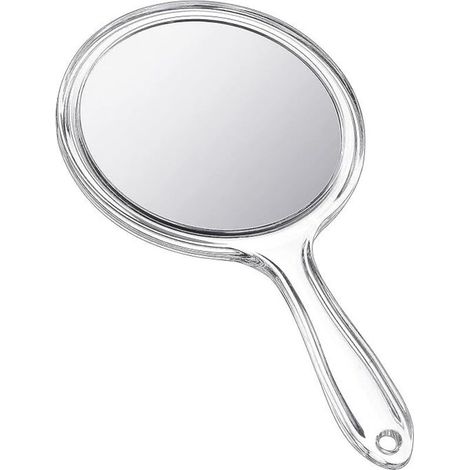 1 Stück Transparenter Spiegel Mit Griff, Doppelseitiger, Tragbarer Handspiegel Mit Kunststoffgriff, 1x/2x Vergrößernder, Transparenter Handspiegel, Runder Kosmetikspiegel