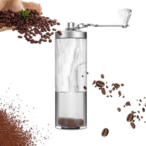 Handkaffeemühle, Manuelle Kaffeemühle, Einstellbarer Mahlgrad (marmoriert)