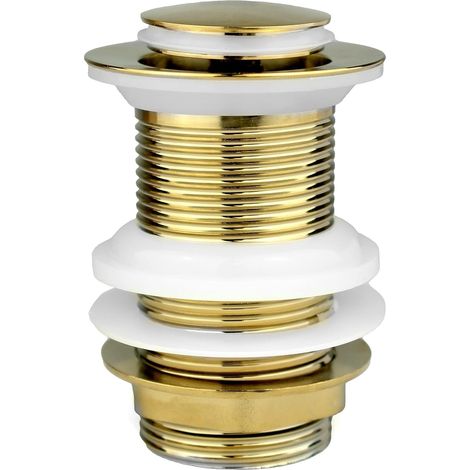 Vergoldeter, Ungeschlitzter Pop-up-ablaufstopfen Für Waschbecken Aus Hochwertigem Messing. Standard-g-anschluss (3,2 Cm Bsp). 1 Stück.