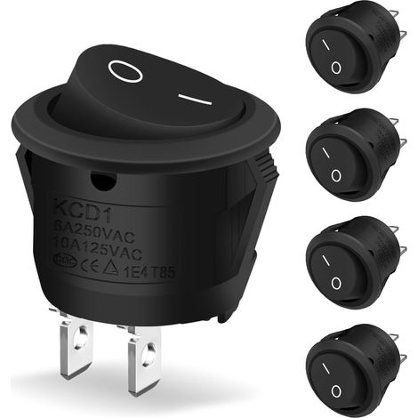 5 Stück 12v Schalter, Hanibos Mini Ein/aus-knopf 10a/125v 6a/250v, Schwarzer, Abschließbarer Runder Wippschalter Für Auto, Boot, Haushaltsgeräte