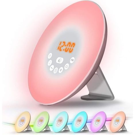 Beleuchteter Wecker Mit Radio Und Touch-steuerung: Sonnenaufgang, Sonnenuntergang, Schlummerfunktion, 6 Naturgeräusche, 7 Farben, 10 Helligkeitsstufen Für Babys, Kinder Und Erwachsene (inkl. Netzteil)