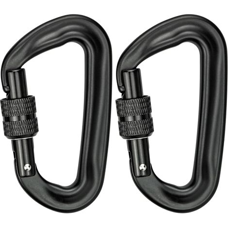 2-teiliges Set Aus 12 Kn (1200 Kg) Robusten Kletterkarabinern, D-förmigen Aluminium-verschlusskarabinern Für Hängematten, Yogaschaukeln, Camping, Schlüsselanhänger Und Hundeketten