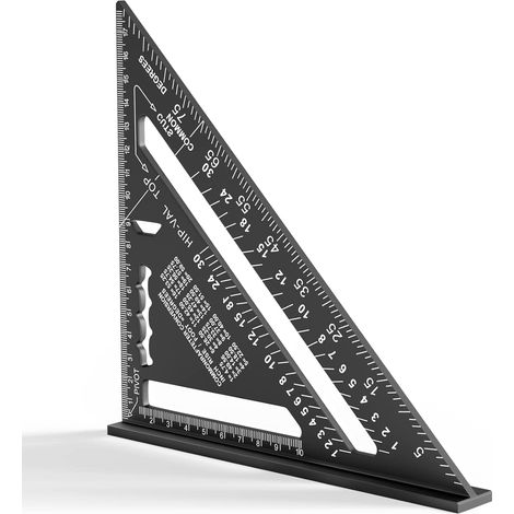 180 Mm Zimmermannswinkel, Aluminiumlineal, Verdickte Dreieckige Zimmermannswinkel Bei 45-90 Grad (schwarz)