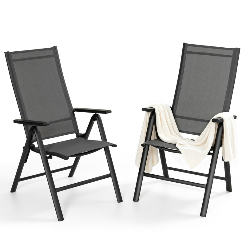 Avestar 2er-set Alu-textilene-outdoor-faltstühle, Schwarz