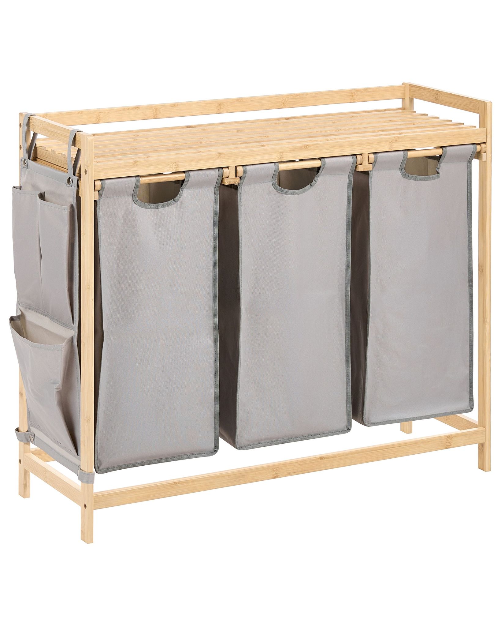 Wäschekorb 3er Set Mit Ablage Torotal Bambus Hellbraun / Grau