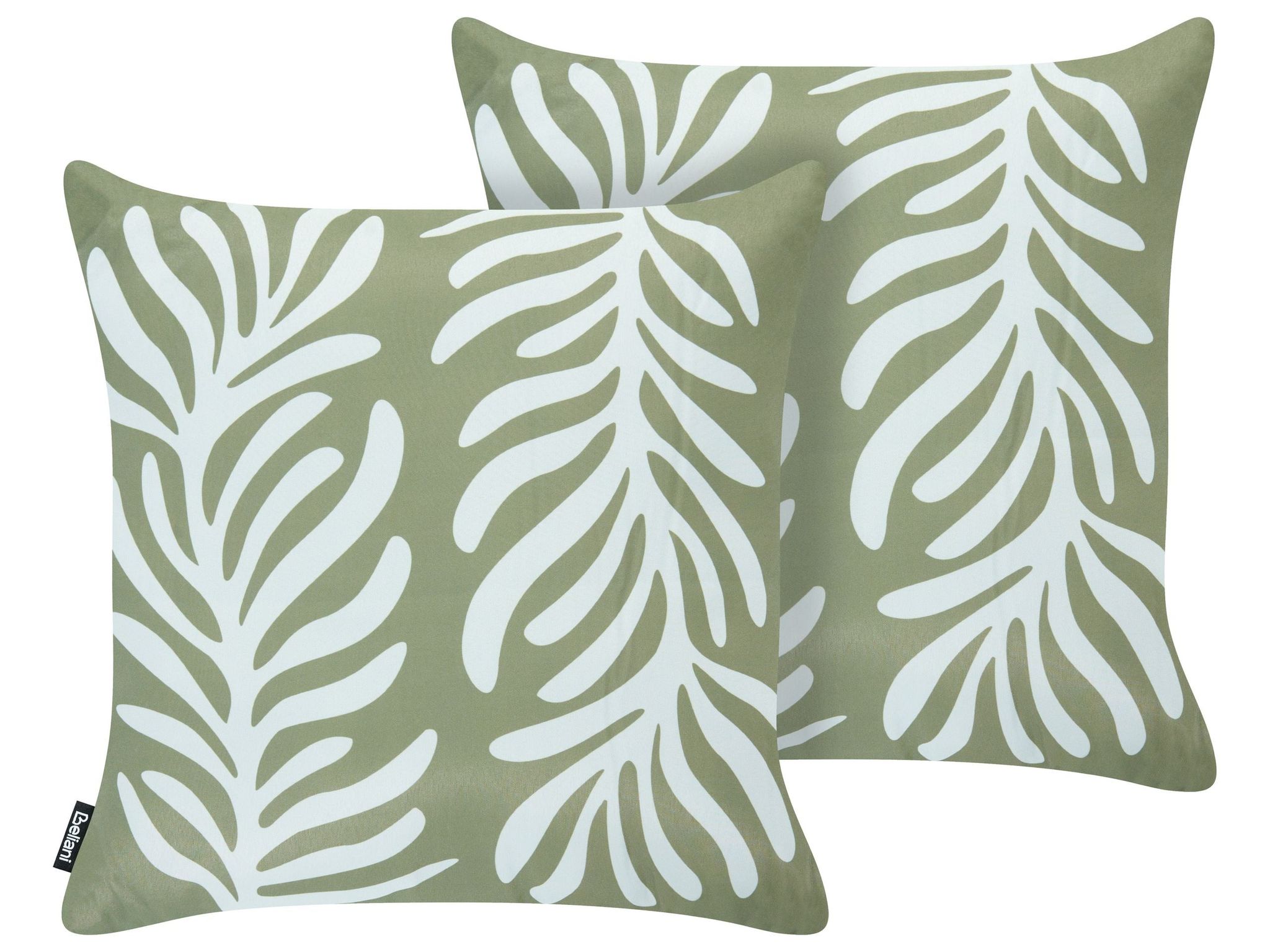 Gartenkissen 2er Set Alisma Pflanzenmuster 45 X 45 Cm Olivgrün