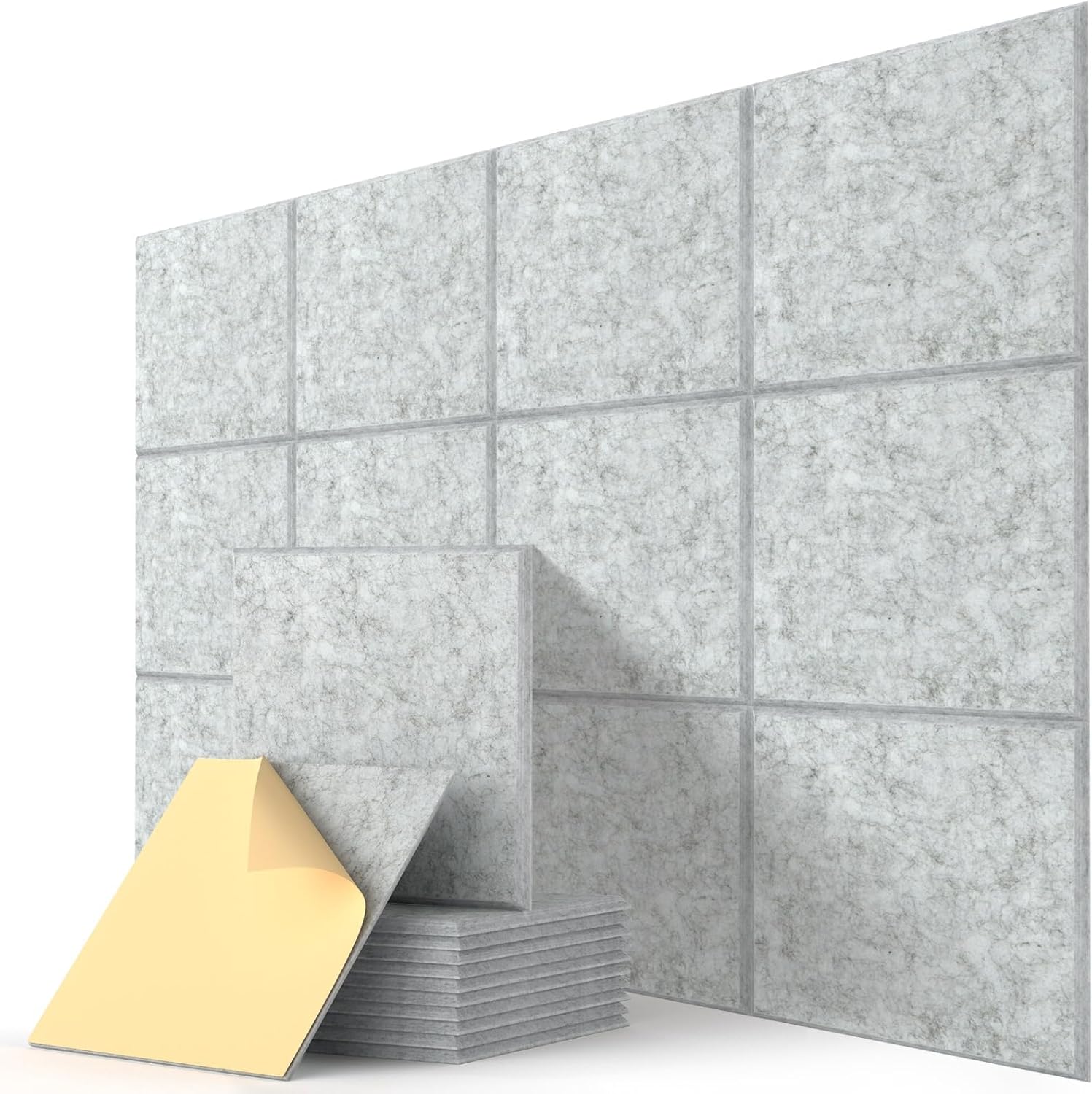 Quadratische Akustikwandpaneele, Selbstklebend, 30 Cm X 30 Cm X 9 Mm, Hellgrau, Für Studios, Schlafzimmer Und Wohnungen, 22er-packung