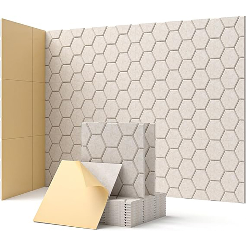 Akustische Wabenwandpaneele Für Studios, Büros Und Spielzimmer, 30 Cm X 30 Cm X 10 Mm, Beige, 24 Stück