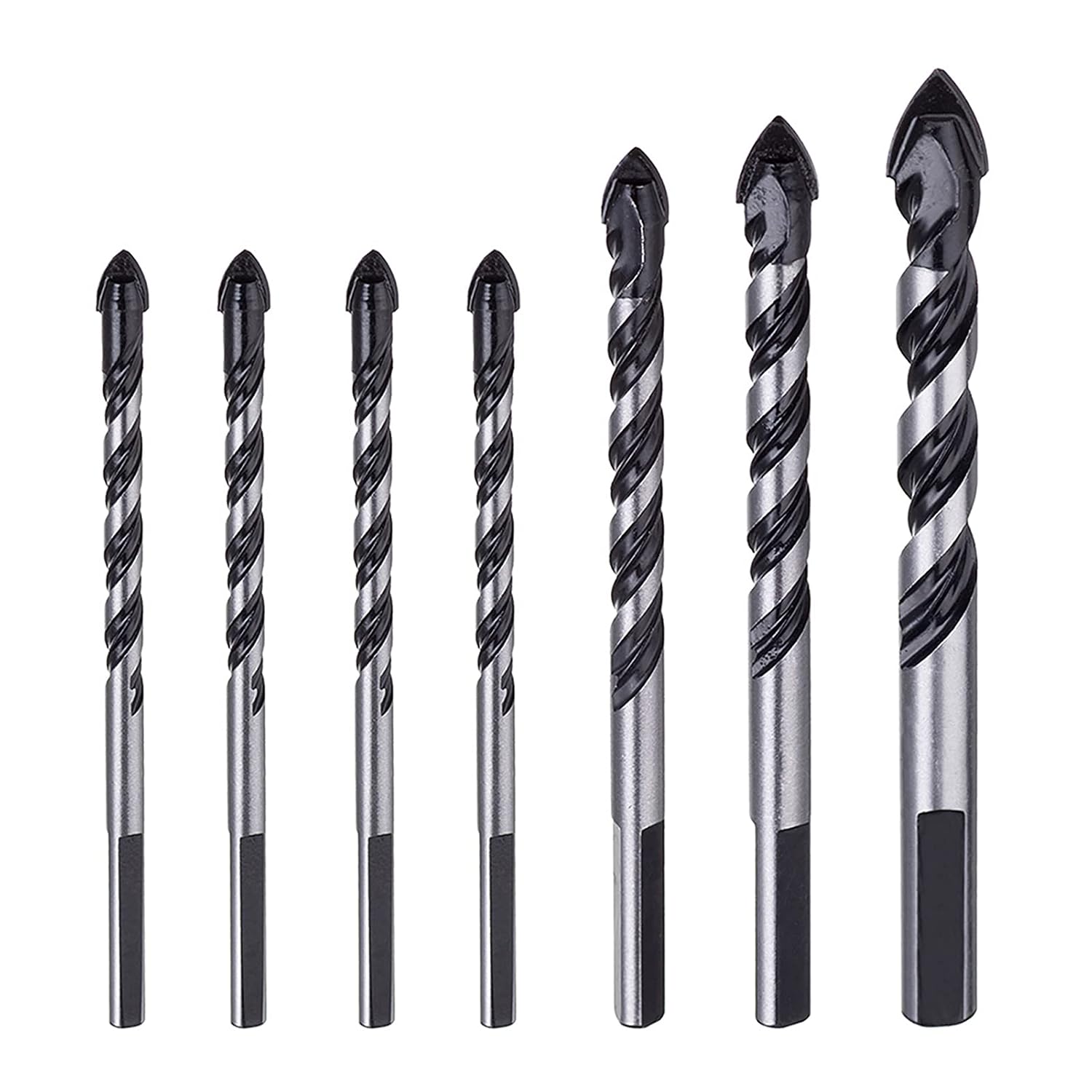 Set Mit 7 Hartmetall-steinbohrern, Geeignet Für Keramikfliesen, Beton, Ziegelwände, Glas, Spiegel, Kunststoff, Mauerwerk Und Holz (6, 6, 6,