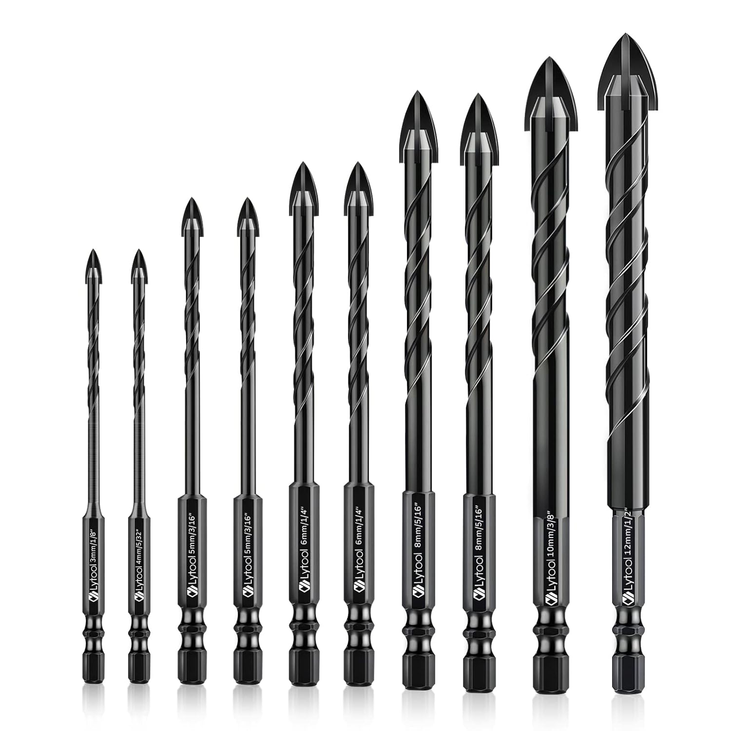 Glasbohrer, Fliesenbohrer, Set Mit 10 Glasbohrern, Bohrer Für Glas Und Fliesen, Keramikbohrer, Sechskantschaft, Zum Bohren Von Löchern In Glas Und Fliesen.
