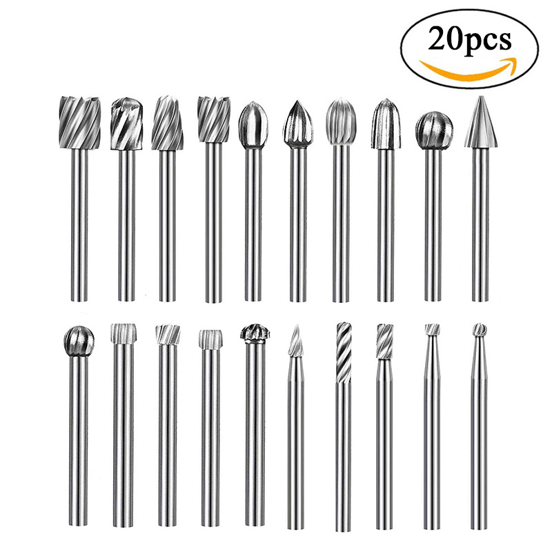Set Mit 20 Rotationsfeilen, Rotationsfeilen Aus Hochgeschwindigkeitsstahl, Fräser, Zubehör Für Holzfräswerkzeuge, Rotationswerkzeuge, 3 Mm Schaftdurchmesser.