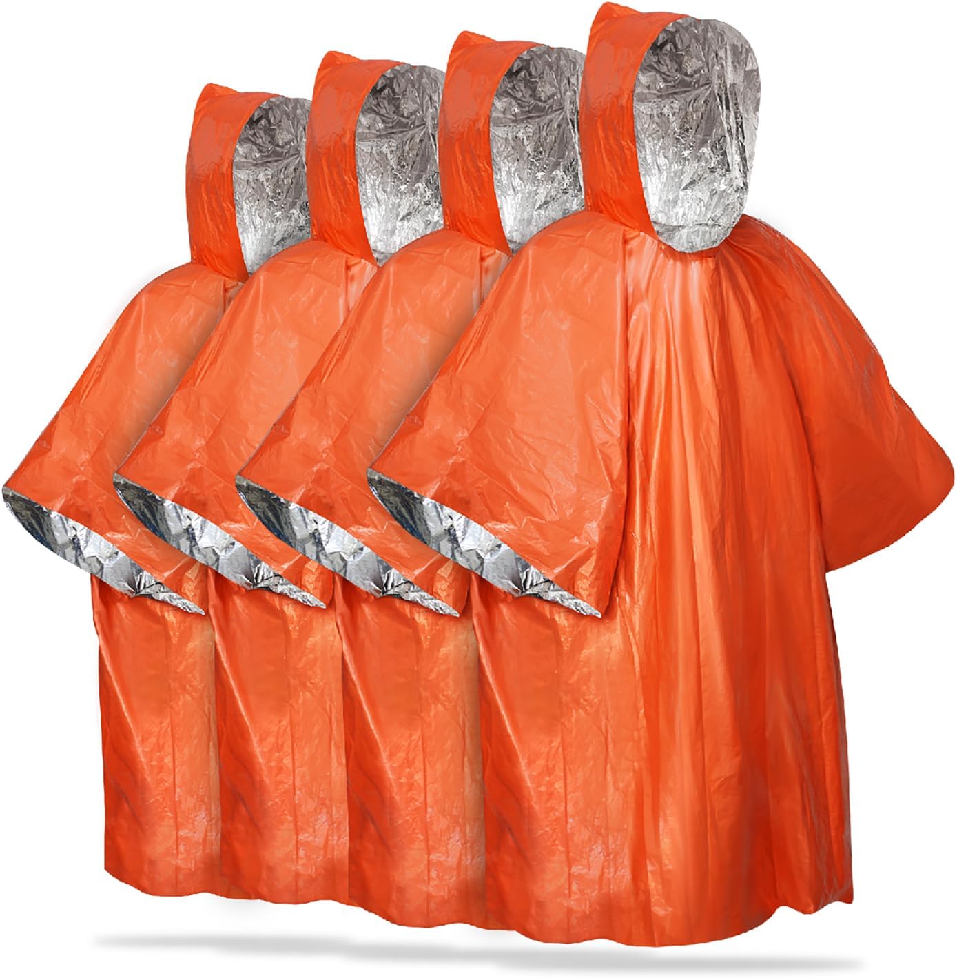 Notfall-poncho, Wiederverwendbarer, Wetterfester Regenmantel, 4er-pack (orange)