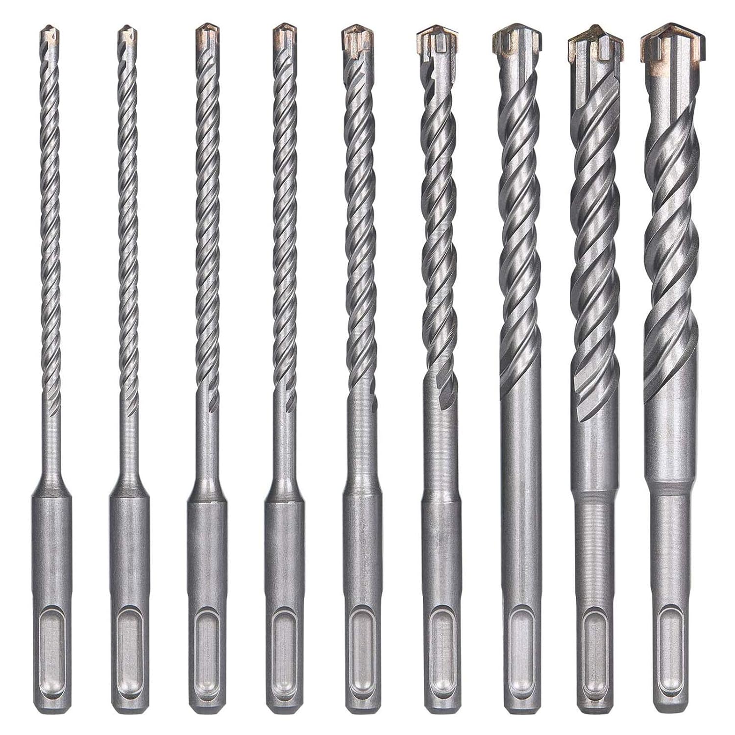 Betonbohrer, 9-teiliges Set (5 Mm 16 X 160 Mm), Fliesenbohrer, Sds-plus-schlagbohrer, Querschlagbohrer, Geeignet Zum Bohren Von Beton Und Ziegeln,