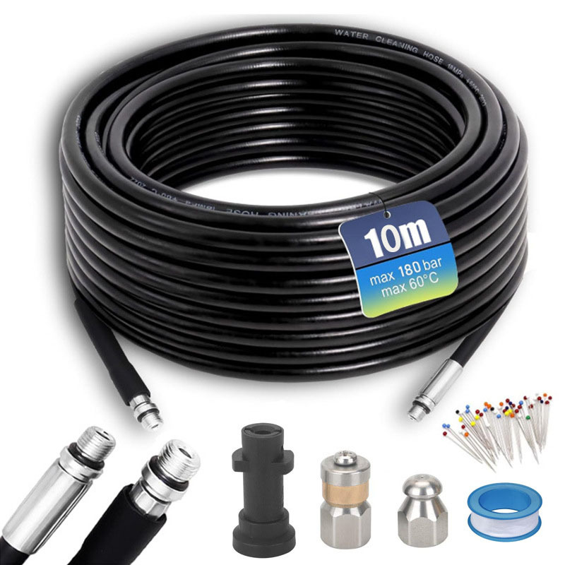 10 M Abflussreinigungsschlauch, 180 Bar, 60 °c, Kärcher Abflussspirale, Kompatibel Mit Adaptern Für Kärcher K2–k7, Lavor, Interpump Und Bosch
