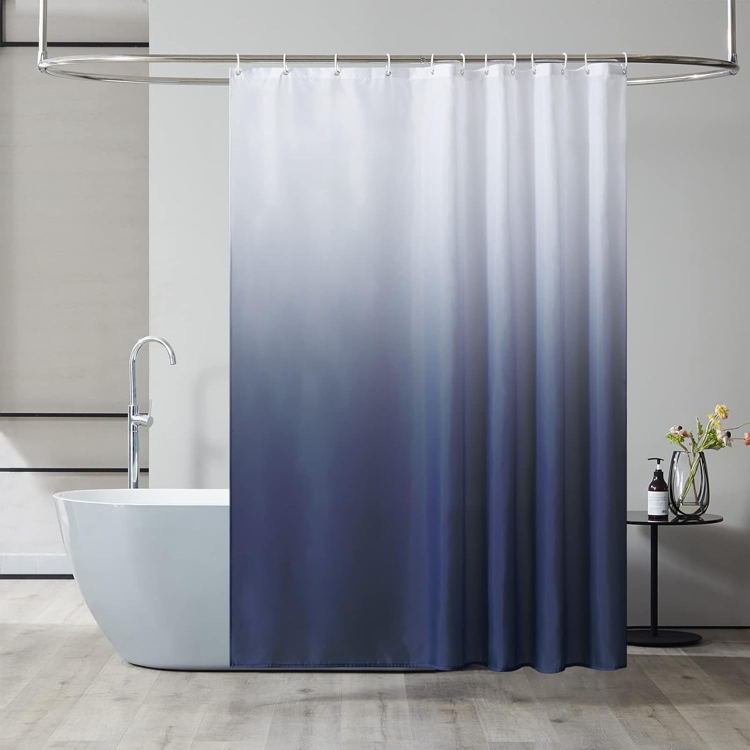 Duschvorhang Mit Farbverlauf, Wasserdicht Und Schimmelresistent, Mit Haken, 120 X 200 Cm (blauer Farbverlauf)