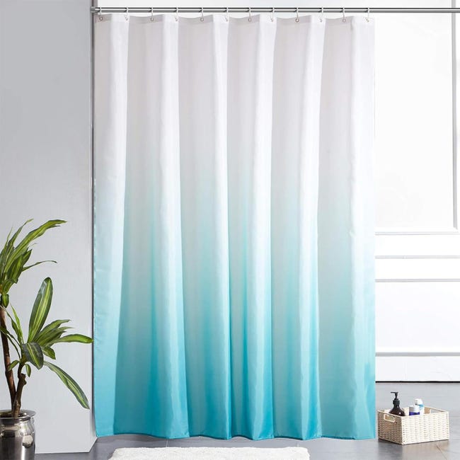 Duschvorhang Mit Farbverlauf, Wasserdicht Und Schimmelresistent, Mit Haken, 120 X 200 Cm (hellblau)