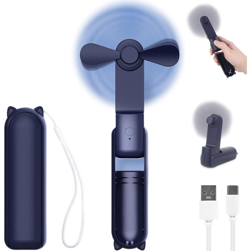 Mini-tragventilator, Akkubetrieben, Faltbar (blau)hohe Qualität, Die Ideale Wahl Für Familien.