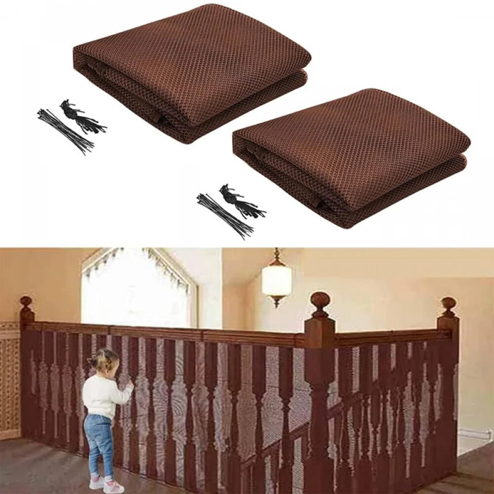 Treppenschutznetz, Balkonschutznetz, Schutznetz – Braun – 79 Cm X 2 M – 2 Stück